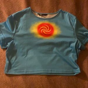 SHEIN blue cropped shirt